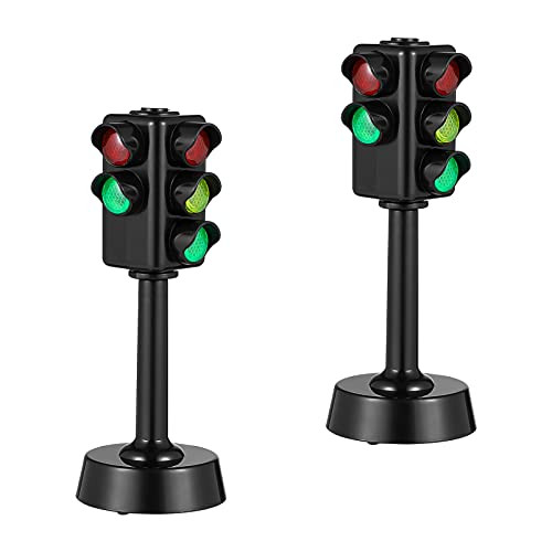 NUOBESTY Traffic Model Toys Traffic Signal Light Model Toys Mini LED Traffic Stop Light for Kids Educational,2Pcs