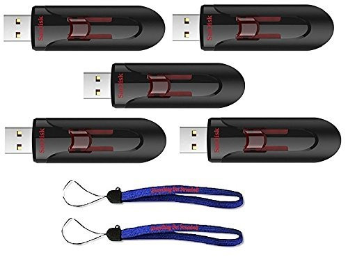 SanDisk 32GB Glide 3.0 CZ600 (5 Pack) 32GB USB Flash Drive Flash Drive Jump Drive Pen Drive High Performance - with (2) Everything But Stromboli (tm) Lanyard