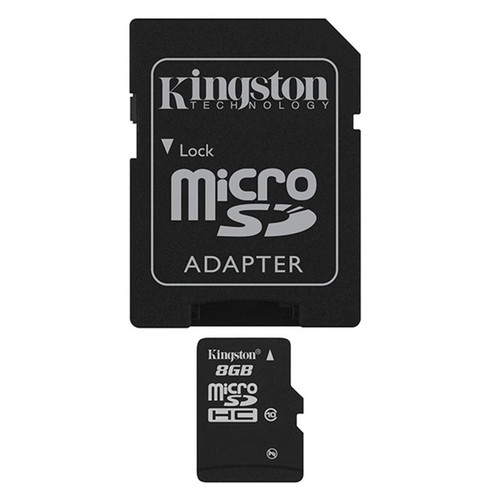Kingston Digital 8 GB microSDHC Class 10 UHS-1 Memory Card 30MB/s with Adapter (SDC10/8GB)