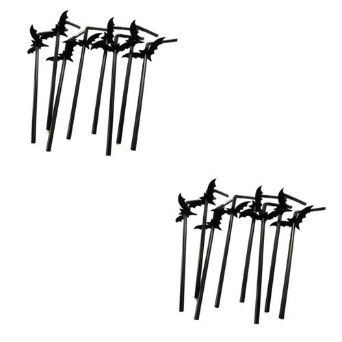 Hemoton 100 Sets halloween straws Halloween Bat Straws halloween party plastic straw birthday party drink straws drinking straws bendy smoothie straws disposable paper straws flexible