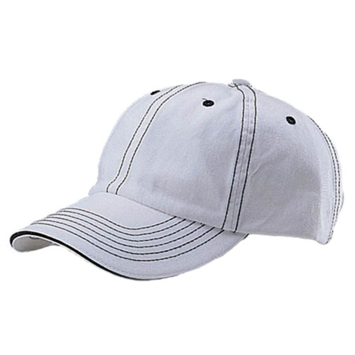 Low Profile Unstructured Cotton Twill Cap, White/Black