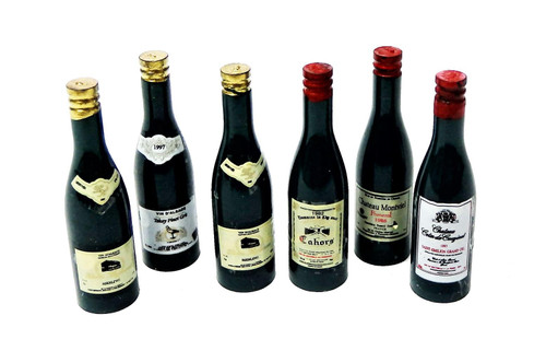 Melody Jane Dollhouse 6 Wine Bottles Red & White Miniature Bar Pub Accessory