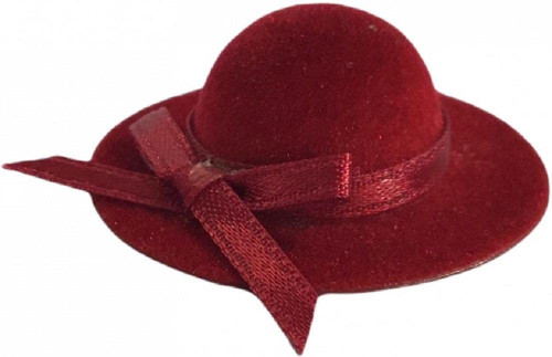 Melody Jane Dollhouse Dark Red Lady's Hat with Ribbon Miniature Bedroom Hall Accessory