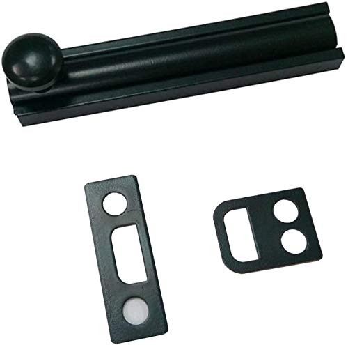 QCAA Solid Brass Surface Bolt, 3", Matte Black, 1 Pack, Made in Taiwan