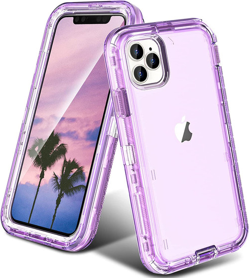 ORIbox for iPhone 14 Pro Case Purple, [10 FT Military Grade Drop Protection], Transparent Heavy Duty Shockproof Anti-Fall Case for iPhone 14 Pro Phone Case,6.1 inch,3 in 1, Crystal Purple