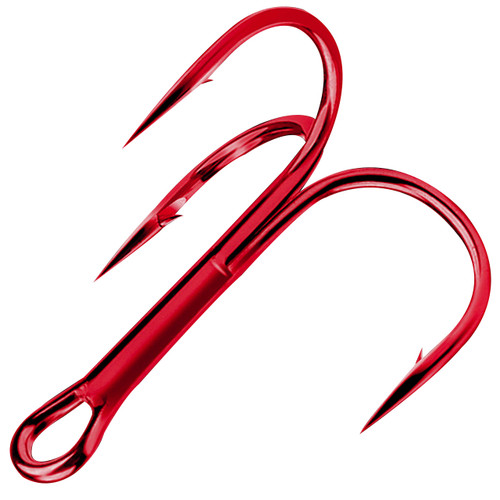 Treble Fishing Hooks, Super Sharp Solid Triple Barbed Fish Hook Strong Wide Gap High Carbon Steel Barbed Hook for Fishing Lures Baits Freshwater Saltwater (Red 1/0# 125pcs)