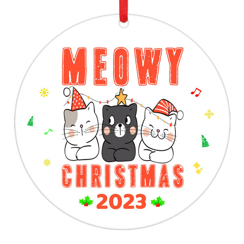 PETCEE Cat Christmas Ornaments 2023 Cats Ornaments for Christmas Tree Decorations 3" Cute Meowy Cat Holiday Christmas Ornament Keepsake Gifts for Cat Lover Family Friends Kids