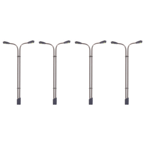 MECCANIXITY Model Railway LED Lamppost Lamps White Post Lights 1/200 Scale 5.5cm 2.17inch 3V, Pack of 4