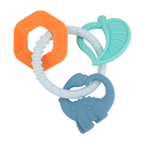 Nuby Chewy Charms Teething Ring, Soft BPA-Free Baby Teething Toy - 3+ Months - Dino