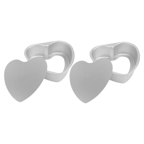 BESTOYARD 2Pcs Heart Cake Mold heart baking tray mini cheesecake pans mini cake pans 6 inch cake pans flan pan deep cake pans small cake pan heart cake tins aluminum alloy oven Metal