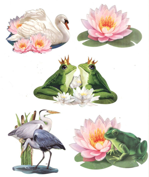 Easy 3D Toppers Pond Animals and Flowers, Paper, Multicoloured, 17 x 10 x 1 cm