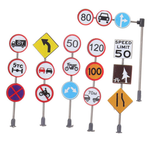 KOMBIUDA 1 Set 6 Pcs Sand Tray DIY Decoration Road Signs Toy Crosswalk Traffic Symbols Mini Traffic Sign Early Education Toy Street Road Signs Playset Train Traffic Light Child Plastic