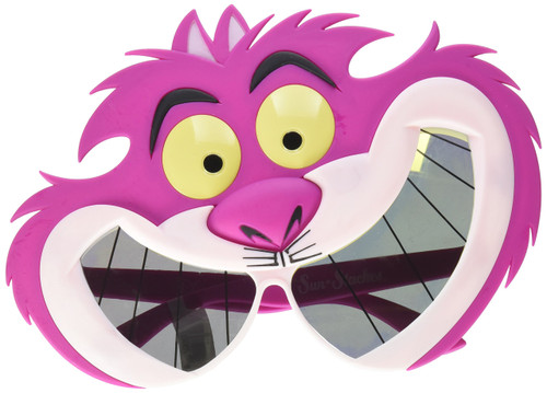 Sun-Staches Alice in Wonderland Official Cheshire Cat Sunglasses, UV400, Costume Accessory Pink Mask, One Size Fits Most