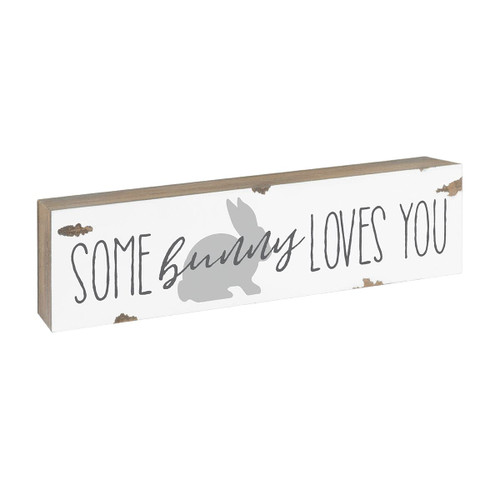 Collins Painting 'Some Bunny Loves You' Mini Wood Shelf Sitter Sign - Wooden Tabletop Decoration for Spring, Easter Home Decor - Easter Basket Gift for Children