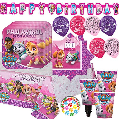 Girl Paw Patrol Party Supplies and Decorations Pack for 16 With Plates, Napkins, Tablecover, Cups, 6 Balloons, Birthday Banner, and Exclusive Paw Birthday Pin By Another Dream! Girl Paw Patrol Party Supplies and Decorations Pack for 16 With Plates, Napkins, Tablecover, Cups, 6 Balloons, Birthday Banner, and Exclusive Paw Birthday Pin By Another Dream!