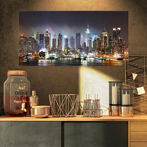 Designart PT10118-32-16 York Times Square Light-Cityscape Canvas print-32X16, 32x16, Blue Designart PT10118-32-16 York Times Square Light-Cityscape Canvas print-32X16, 32x16, Blue