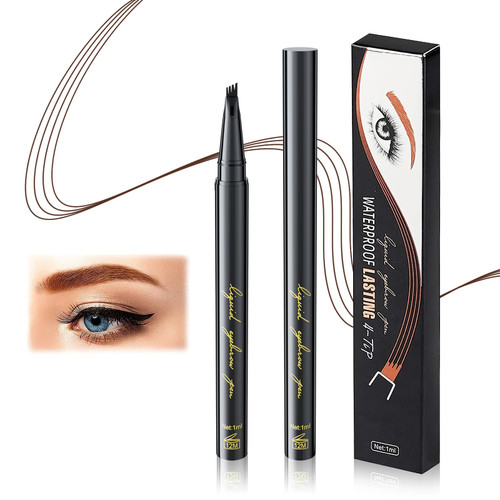 Eyebrow Pencil Eyebrow Microblading Pen, Eye Makeup Eyebrow Pen Long-Lasting Waterproof Micro 4 Point Brow Pen Lift & Snatch Eyebrow Makeup for Perfect Brows (Dark Brown)