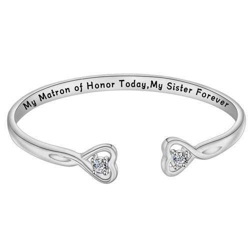 FOTAP My Maid of Honor Today My Sister Forever Bracelet Wedding Party Gift Matron of Honor Gift Maid of Honor Gift (Heart Matron S)