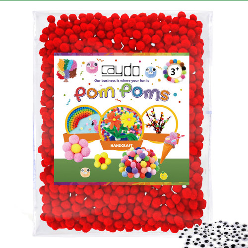 Caydo 500PCS Red Pom Poms, 1cm Small Pom Poms Balls for Kids DIY Art Creative Crafts Projects and Decorations Caydo 500PCS Red Pom Poms, 1cm Small Pom Poms Balls for Kids DIY Art Creative Crafts Projects and Decorations