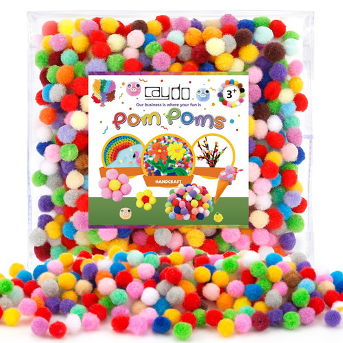 Caydo 500 Pieces 1cm Pom Poms 20 Colors Mini Pom Poms Crafts for Kids Art Creative Decoration