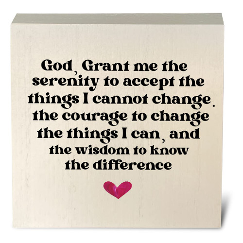 Motivational Artwork Wood Box Sign Rustic Farmhouse Style God Grant Me the Serenity Wood Block Plaque 5 X 5 Inches Home Office Desk Sign Decor for Presents