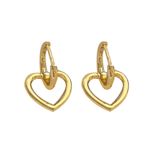 Minimalist Hollow Heart Love Small Hoop Cuff Dangle Earrings for Women Teen Girls Dainty Real 925 Sterling Silver Huggie Hinged Hoops Cute Cartilage Hypoallergenic Dangling Little Hooped Gifts for Her Bff Daughter Birthday Valentine's Day (gold)