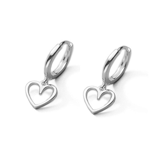 Hollow Dangle Heart Love Small Hoop Cuff Earrings for Women Teen Girls Dainty Sterling Silver Huggie Hinged Cute Cartilage Hypoallergenic Dangling Little Hoops Gifts for Her Bff Daughter Birthday 9mm (silver)