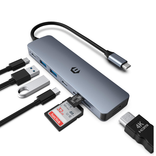 USB C HUB, USB C Adapter with 4K HDMI, 7-in-1 Laptop Docking Station with USB C 3.0 Data Port & 2 USB 3.0, 4K HDMI, 100W PD, SD/TF Card Reader USB C Dock Compatible with Type C Devices USB C HUB, USB C Adapter with 4K HDMI, 7-in-1 Laptop Docking Station with USB C 3.0 Data Port & 2 USB 3.0, 4K HDMI, 100W PD, SD/TF Card Reader USB C Dock Compatible with Type C Devices