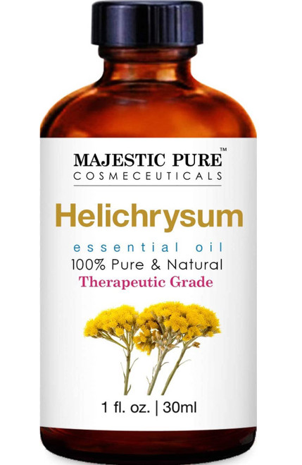 Majestic Pure Helichrysum Essential Oil, Premium Grade, Pure and Natural, for Aromatherapy, Massage, Topical & Household Uses, 1 fl oz