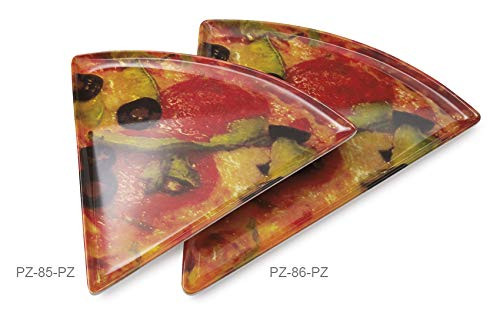 G.E.T. Enterprises Pizza 8.75" x 9" Triangle Pizza Plate, Break Resistant Dishwasher Safe Melamine Plastic, Creative Table Collection PZ-85-PZ (Pack of 12)