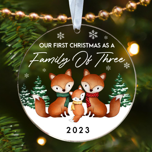 Family Christmas Ornaments 2023 - New Mom and Dad Gifts First Time 2023, First Time Parent Gifts - Baby First Christmas Ornament 2023, First Christmas As Mommy and Daddy Ornament - Acrylic Ornament