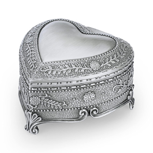 Hipiwe Vintage Heart Shape Jewelry Box - Antique Ring/Earrings/Necklace Storage Organizer Case, Metal Treasure Chest Trinket Keepsake Gift Box for Women And Girls, Medium