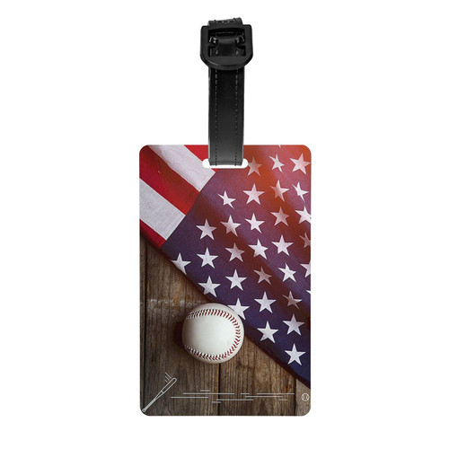 USA American Flag Baseball Luggage Tag for Suitcases Men Travel ID Labels Baggage Name Card Identifiers