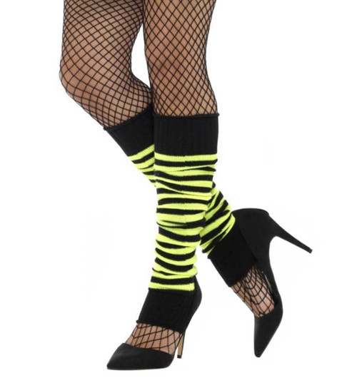 Smiffy's Yellow & Black Ladies 80's Leg Warmers,One Size