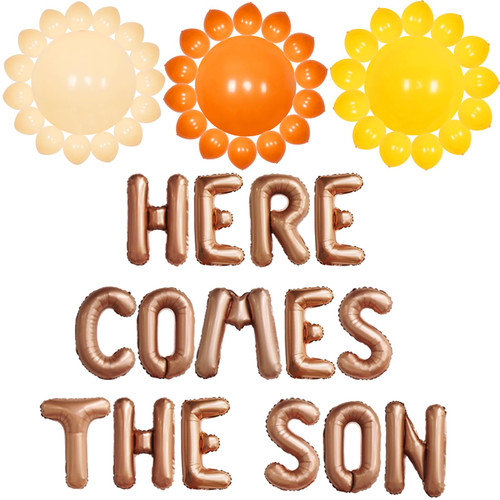 Here Comes The Son Baby Shower Decorations, Boho Sun Balloons, Here Comes The Son Balloon Banner, Sunshine Baby Shower 1st Birthday Party Supplies for Boy