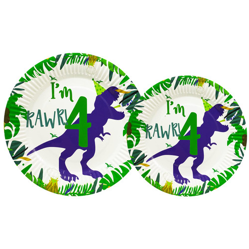 Miruwtog 4th Birthday Decorations For Boys,Roar Im 4 Dinosaur Party Decorations,Four Rex Fourth Dinosaur Birthday,Dino Four Birthday Party Decorations,