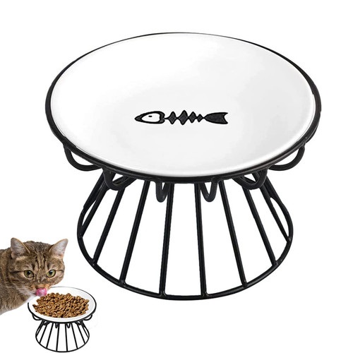 RayCC Elevated Cat Bowls Whisker Fatigue Cat Bowl Raised Cat Food Bowls Cat Food Bowls with Stand,Ceramic Raised Cat Food Bowl (Black) RayCC Elevated Cat Bowls Whisker Fatigue Cat Bowl Raised Cat Food Bowls Cat Food Bowls with Stand,Ceramic Raised Cat Food Bowl (Black)