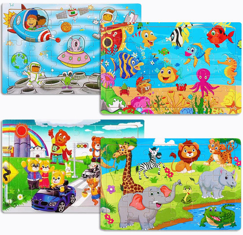 Wooden Jigsaw Puzzles for Kids Age 3-5 Year Old 30 Piece Colorful Wooden Puzzles for Toddler Children Learning Educational Puzzles Toys for Boys and Girls (4 Puzzles) Wooden Jigsaw Puzzles for Kids Age 3-5 Year Old 30 Piece Colorful Wooden Puzzles for Toddler Children Learning Educational Puzzles Toys for Boys and Girls (4 Puzzles)