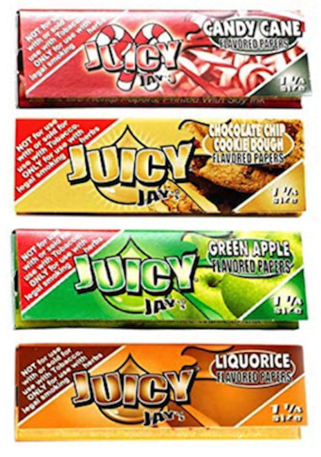 Juicy Jays Flavoured Rolling Papers 1 1/4 4 Pack (Candy Cane, Chocolate Chip, Green Apple, Liquorice)