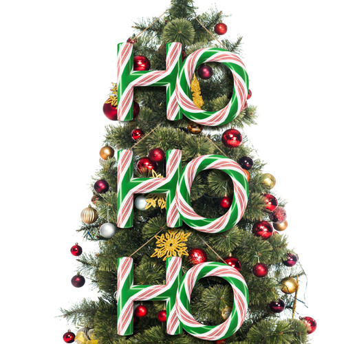 Spiareal 3 Pcs Ho Ho Ho Christmas Tree Ornament Red and Black Buffalo Check Plaid Stitching Xmas Hanging Ornament Door Wreath Decor for Xmas Tree Holiday Ornaments(Red Black)