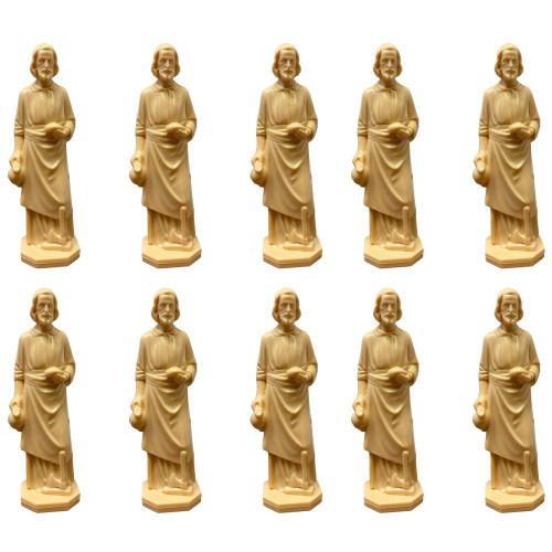 Needzo Mini Saint Joseph Statue Catholic Devotional Gift, Patron Saint of Fathers, Family, and Workers, 3.5 Inches, Pack of 10