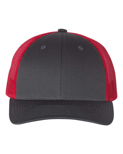 Richardson Low Profile Trucker Cap w/THP Hat Brush | M/L | Charcoal/Red