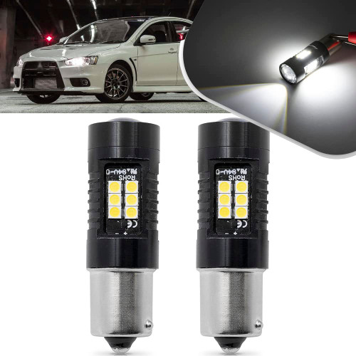 NSLUMO BA15S 1156 Led Daytime Running Light Bulb for 2008-2014 Mitsu'bishi Lancer 6500K Super Bright Xenon White 1156 7506 Led DRL Parking Lamp Bulb