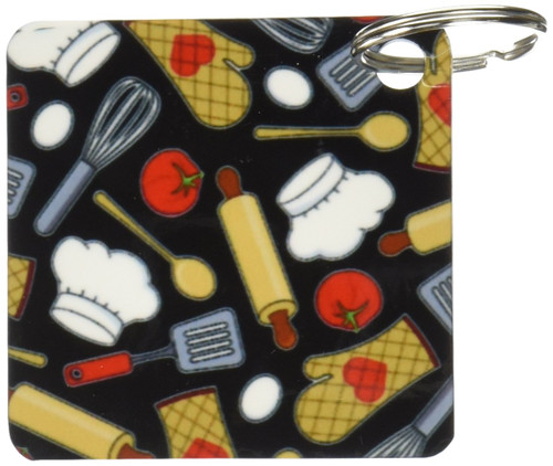 3dRose Cute Chef or Cook Love Pattern in Black Key Chains, Set of 2 (kc_172123_1)