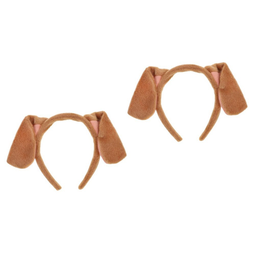 BESTOYARD 2 pcs puppy headband ear hair accessories brown dog ears plush ear hair hoop halloween cosplay costume dog ears costume headphones headband Cosplay Hairband fabric nightclub animal