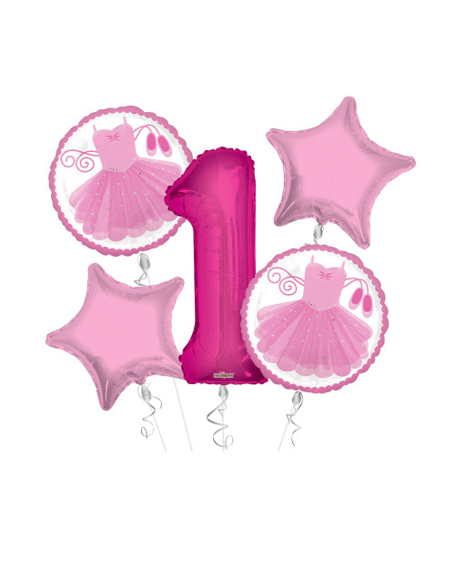 Ballerina Tutu Happy Birthday Balloon Bouquet 5 pc, 1st Birthday, | Viva Party Balloon Collection