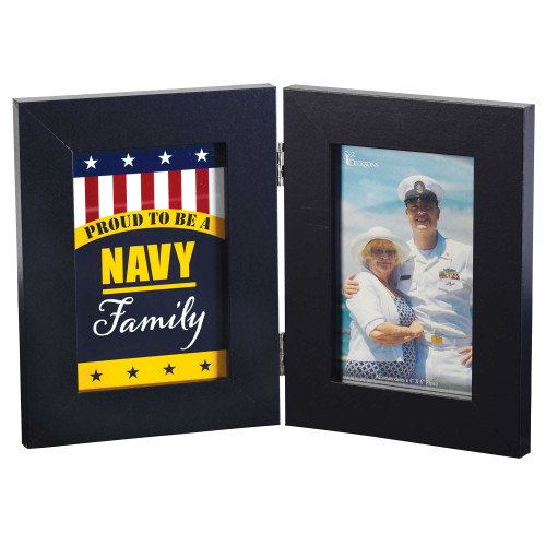 Dicksons Proud To Be A Navy Family 12 x 8 MDF Hinged Double Photo Frame