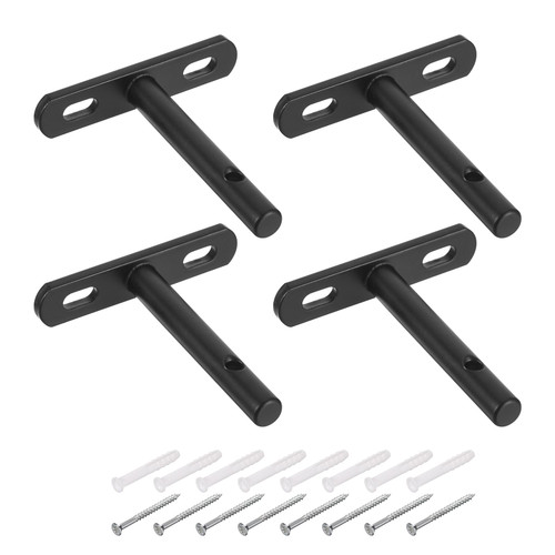 uxcell 4Pcs Floating Shelf Bracket - 3 Inch Wall Mounted Blind Shelf Support - Hidden Bracket for Floating Wood Shelves, Black