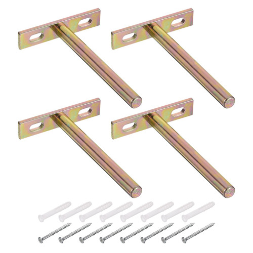 uxcell 4Pcs Floating Shelf Bracket - 4 Inch Wall Mounting Blind Shelf Support - Hidden Bracket for Floating Wood Shelves, Colorful