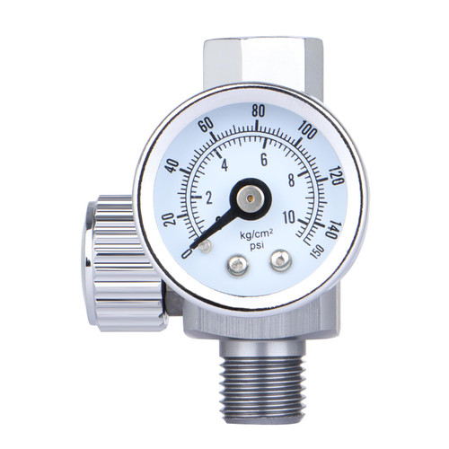 RealPlus 1/4"-NPT Air Pressure Regulator with Pressure Gauge, Air Regulating Valve Regulator for Spray Guns and Pnuematic Tool, Grey